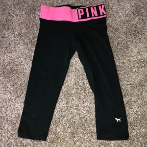 VS pink cropped yoga leggings